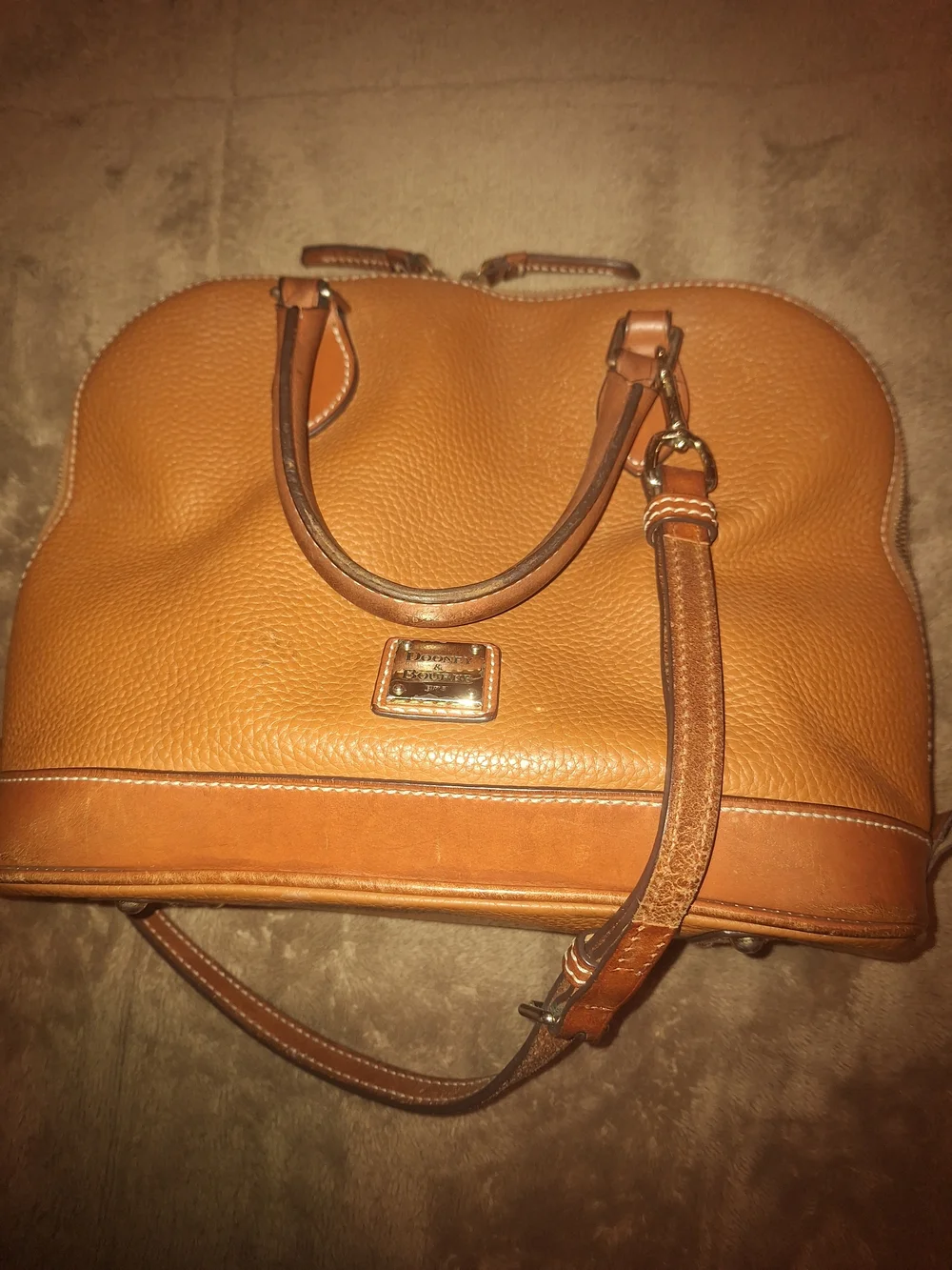 Dooney & Bourke Tan Leather Satchel Bag - Picture 3 of 5